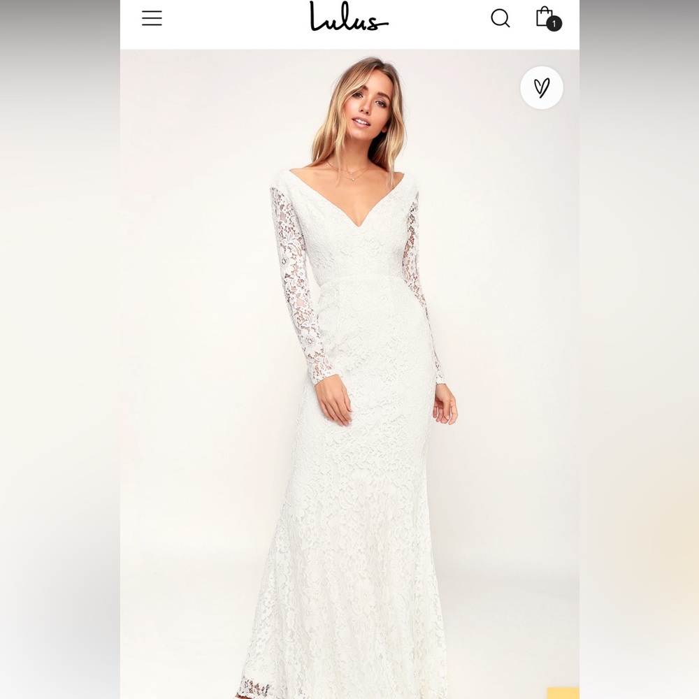 Natural Beauty white lace long sleeve maxi dress, size small